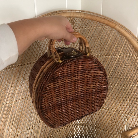 ▪️sold▪️vintage wicker bag brown tote woven - Picture 8 of 8